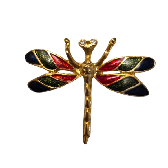 Jewelry - Vintage Colorful Dragonfly Brooch Pin